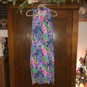 Lilly Pulitzer Reema Sleeveless Polo Dress Blue Grotto Beleaf In Yourself Size L